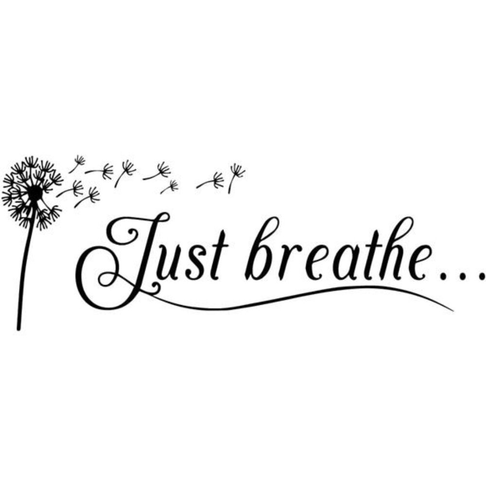 Just Breathe Vinyl Wall Decal Yoga Quote Positive Relax Living Room Decor